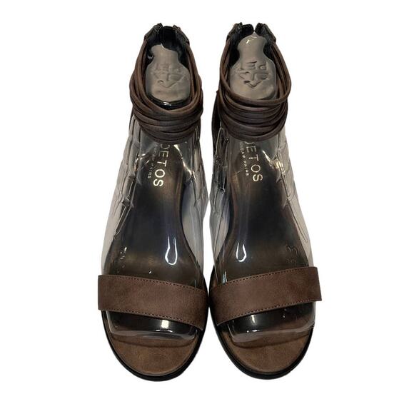 Toetos Womens Ivy_01 Fashion Block Heeled Sandals Size 10 Taupe Zip Back - Picture 16 of 16